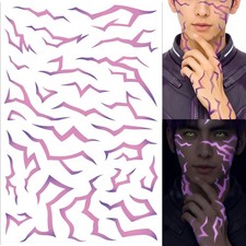 Blacklight Glow Temporary Tattoos 3 Sheets Purple Energy Pink UV NEW
