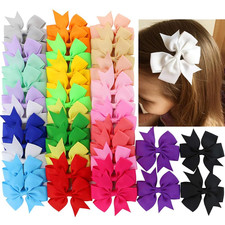 40-Piece 3-Inch Grosgrain Ribbon Hair Bows with Alligator Clips for Girls