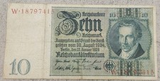 WEIMAR REPUBLIC (GERMANY) / TEN (10) REICHSMARK BANKNOTE (JANUARY 22, 1929)