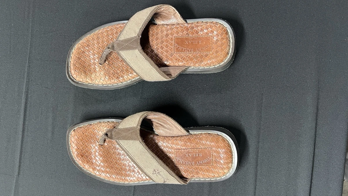 Tommy Bahama Tan & Brown Leather Thong Sandals beach summer Tommy Bahama Leather Sandals for Women | Mercari main image 3