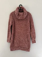 Duluth $90 Women’s Heritage Cowl Neck Tunic Sweater Marled Red Pocket Size Small