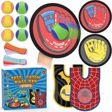 3-in-1 Toss Catch Ball Game Set, Kids Toddler Baseball Glove, Beach Games Out...