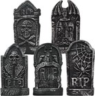 17" Halloween Foam Tombstones, 5 Pack RIP Tombstones Graveyard Black 