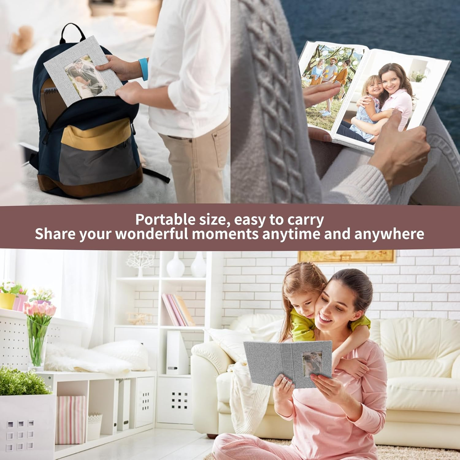 Vivinin 2 Pack Photo Album 4X6, Linen Cover Photo Book, Small Photo Album Book f