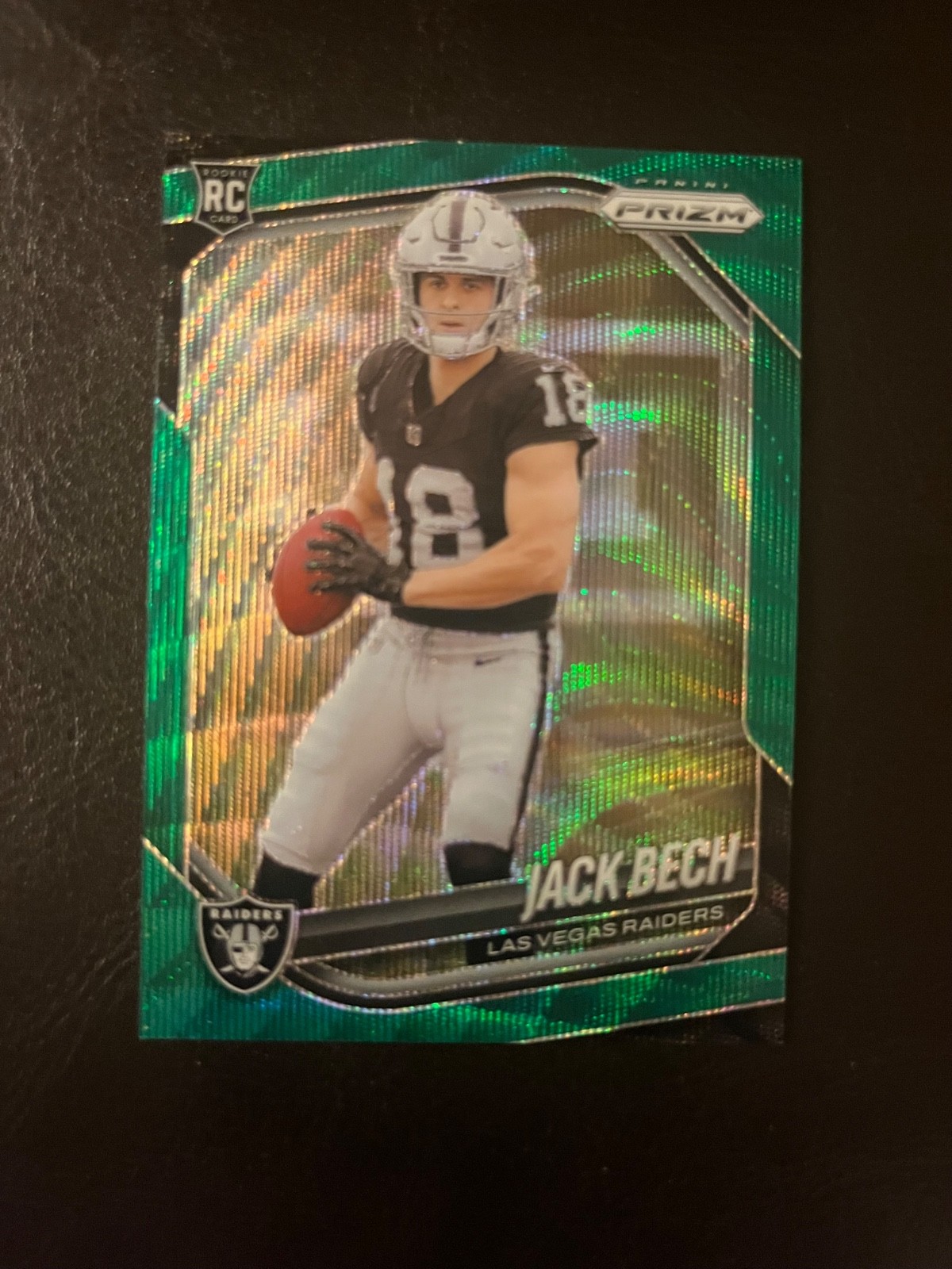 2025 Panini Prizm Jack Bech #346 Green Wave Prizm RC Las Vegas Raiders 