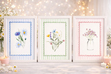 Set of 3 Floral Prints Botanical Wall Art Pastel Flower Gallery Wall Decor