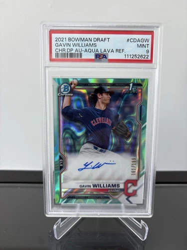 2021 Bowman Draft Chrome 1ST Aqua Lava Refractor Gavin Williams PSA 9 Auto /199