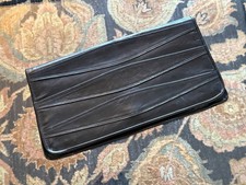 Disco Era Vintage Bloomingdale's Black Leather Clutch Purse/Bag