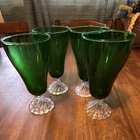 Set of 4 vintage Anchor Hocking "Burple" Inspiration Green Iced Tea Goblets