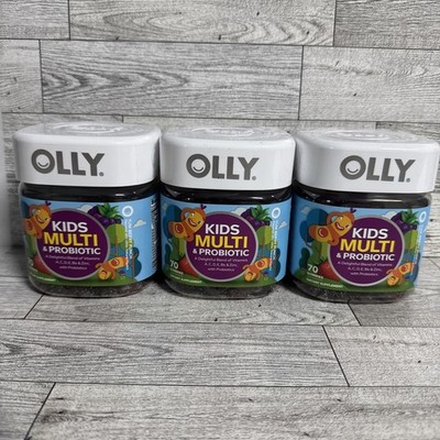 3  Bottles OLLY Kids Multivitamin & Probiotic Gummy, Digestive 70 Count 09/27