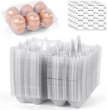 Clear Egg Cartons Bulk Half Dozen 6 Count Empty Egg Carton Storage Containers...