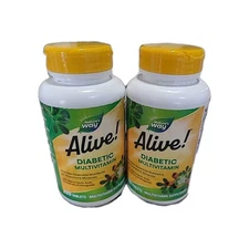 2 X Nature's Way Alive! Diabetic Multivitamin, 120 Tablets - NEW 9/25 10/25