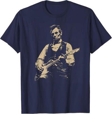 #ad Abraham Lincoln Abe Lincoln Playing Guitar Retro Vintage Unisex T Shirt $13.99