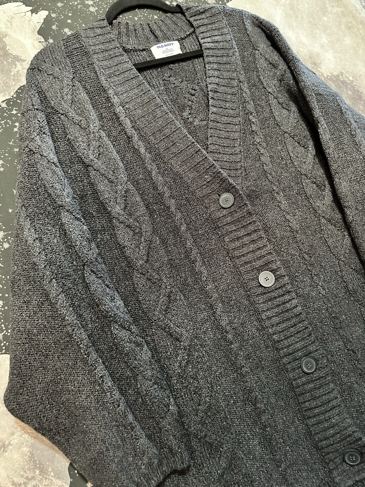 Old Navy Chunky Cable Knit Pattern Button Front O… - image 3