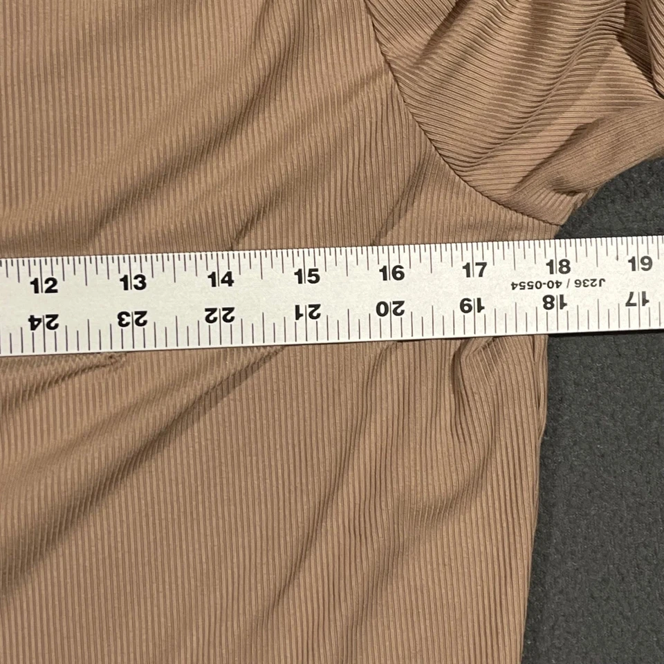 No Boundaries Women's XL Ribbed Long Sleeve Top Beige Recycled Polyester Blend - Image 4 of 4