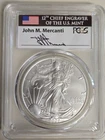 2006-W JOHN MERCANTI SIGN BURNISHED AMERICAN SILVER EAGLE, PCGS SP70.