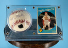 Robin Roberts Signed Rawlings Official Baseball and Card in Display