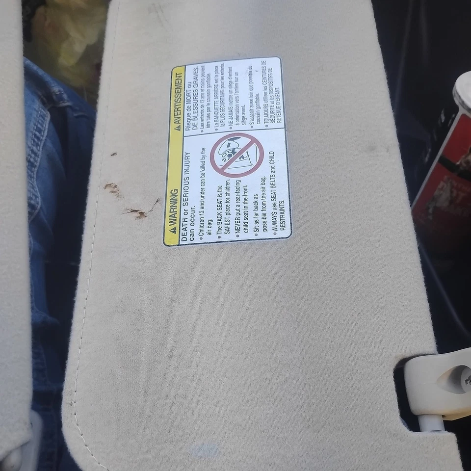 2000-2004 Nissan Xterra Sun Visor Pair Cloth Gray Pair Set of 2 OEM - Image 2 of 4