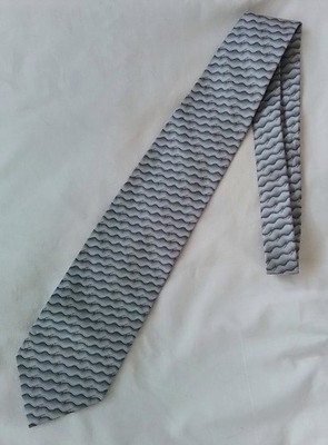 HERREN KRAWATTE Neuer Stil Silber & Grau Wellenmuster Polyester Kleidung