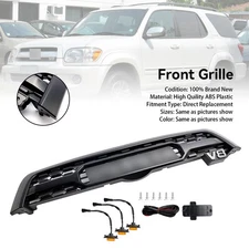 Matte Black Front Bumper Grill Grille Fits For Sequoia 2005-2007 W/ Led Light