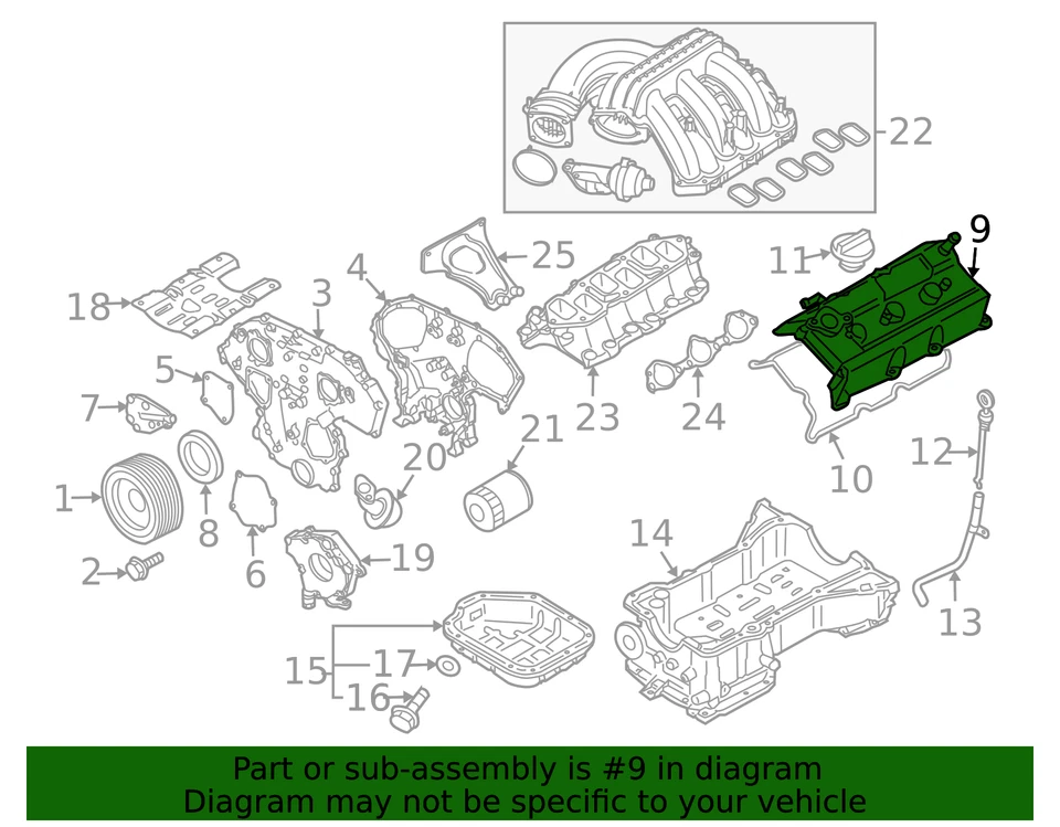 Cubierta de válvula original Nissan 13264-EA210 Foto 3 de 4