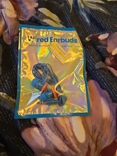 Basketball Wired Earbuds 3.5mm Aux   Blue   NWT Silicone Tips, 47" Cable