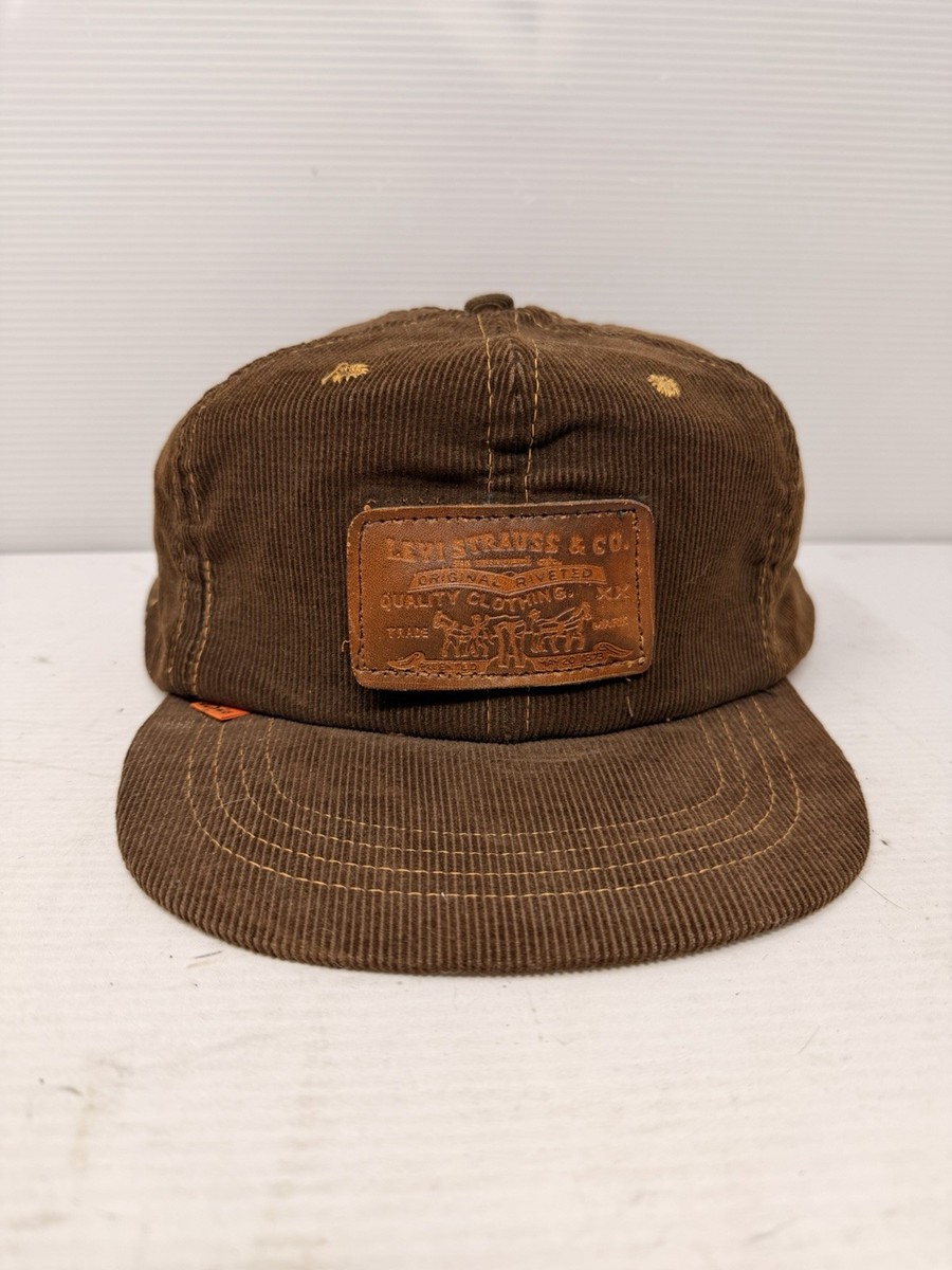 帽子 1970s Levi's Brown 6P Corduroy Cap Vintage Levi Strauss Corduroy Leather Strap Orange Tab Trucker Cap