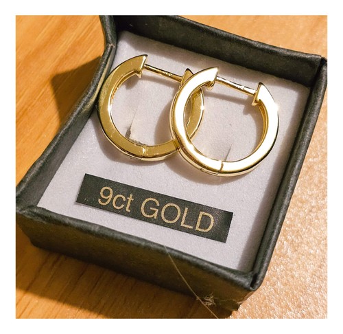 9ct Yellow Gold Huggie Hoop Earrings 17mm