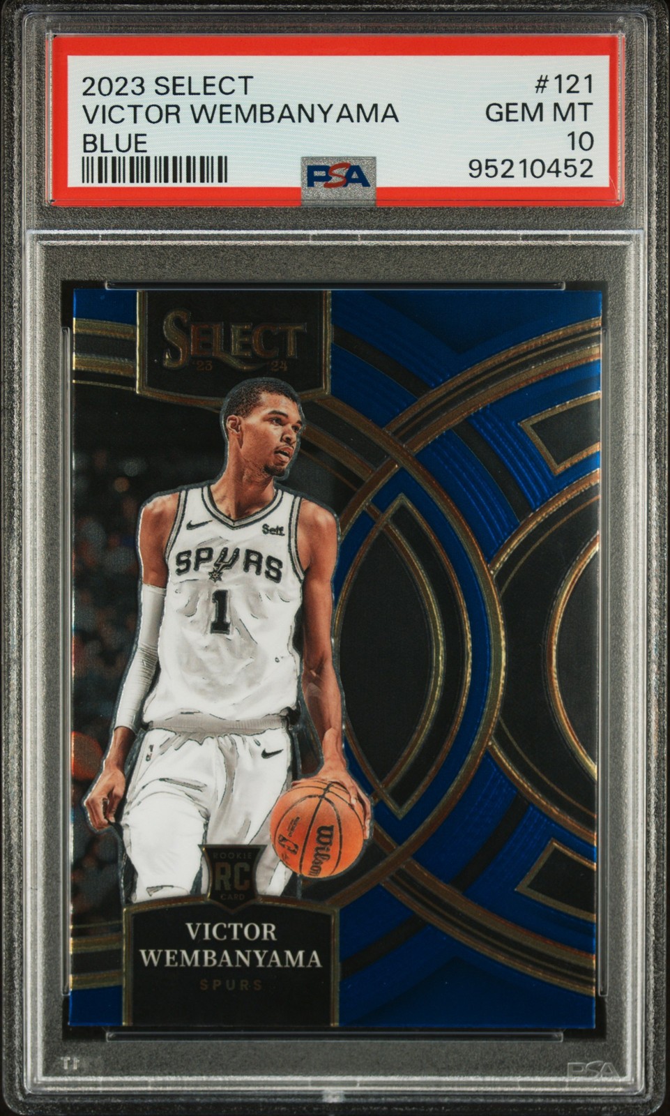 Victor Wembanyama 2023-24 Panini Select #121 Blue Prizms PSA 10 Rookie