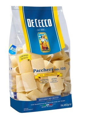 Semolina Pasta, Paccheri No.125, 1 LB