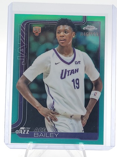 ACE BAILEY 2025-26 TOPPS CHROME AQUA REFRACTOR ROOKIE RC /199 #255 JAZZ Q7858