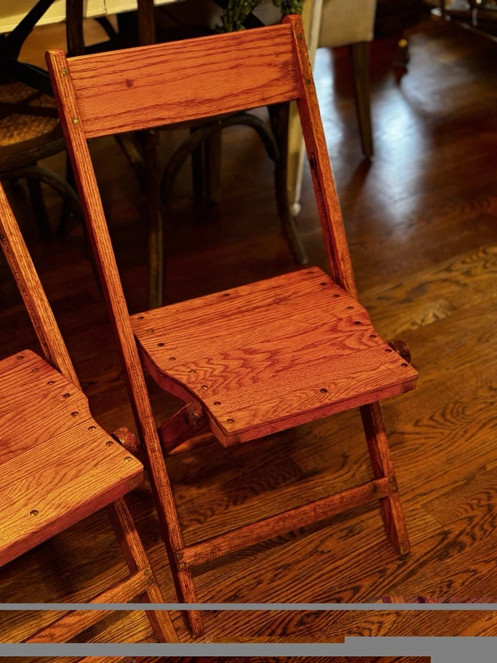 Vintage SNYDER CHAIR COMPANY Oak Wood Folding Chairs 2 Pack Set - USA USA USA - Image 3 of 4