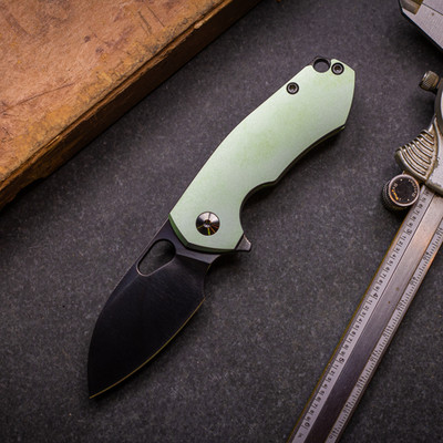Giant Mouse Riv Framelock Folding Knife 2.38'' S90V Steel Blade Titanium Handle