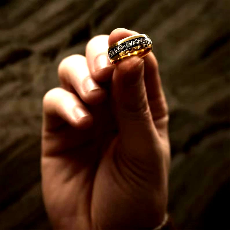 Men's 18K Gold Plated Tungsten Carbide Ring Comfort Fit 8mm Wedding Band Jewelry - Image 4 of 4