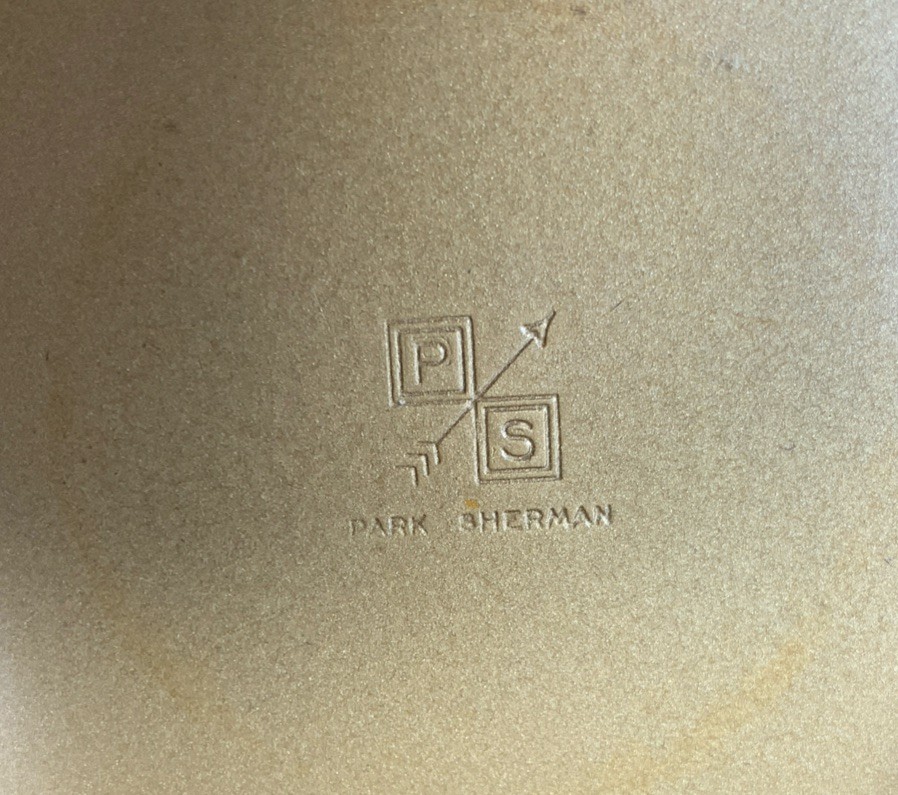 Vintage Park Sherman Desk Brass and enamel Box Ashtray Set