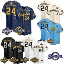 HOT William 24 Contreras Brewers 2026 NL Champions Vapor MEN Stitched Jersey