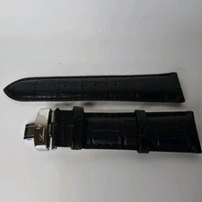 Lucien Piccard Watch Strap Band Black Leather 24mm