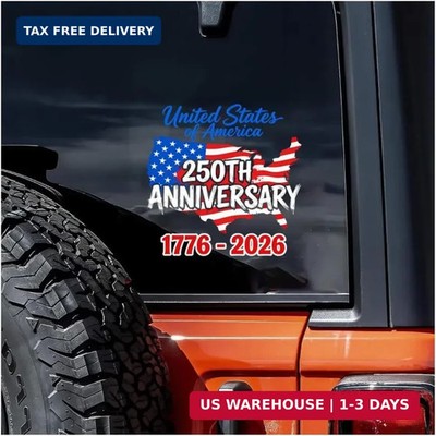 America 250 Decal - 250th Anniversary USA Map American Flag Car Decal,6 Inch Pat