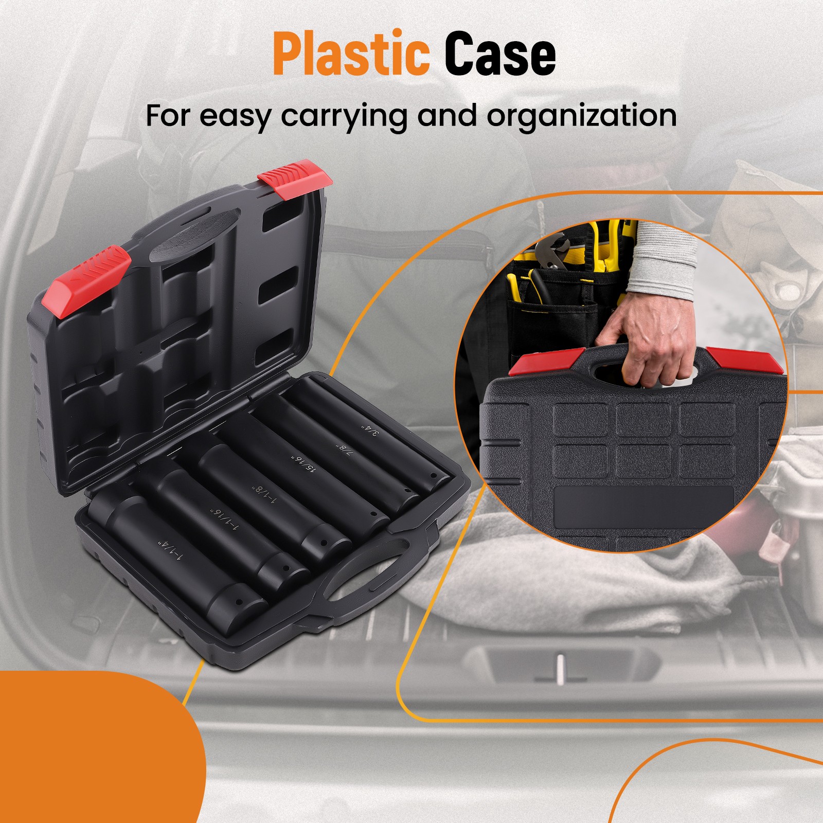 1/2 Inch Drive Extended Length Impact Socket Set 6PCS Extra Deep Socket Set