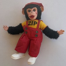 Vintage 1950s Rushton Zip Monkey Plush Doll Rubber Face Red Suit Plush Toy RARE