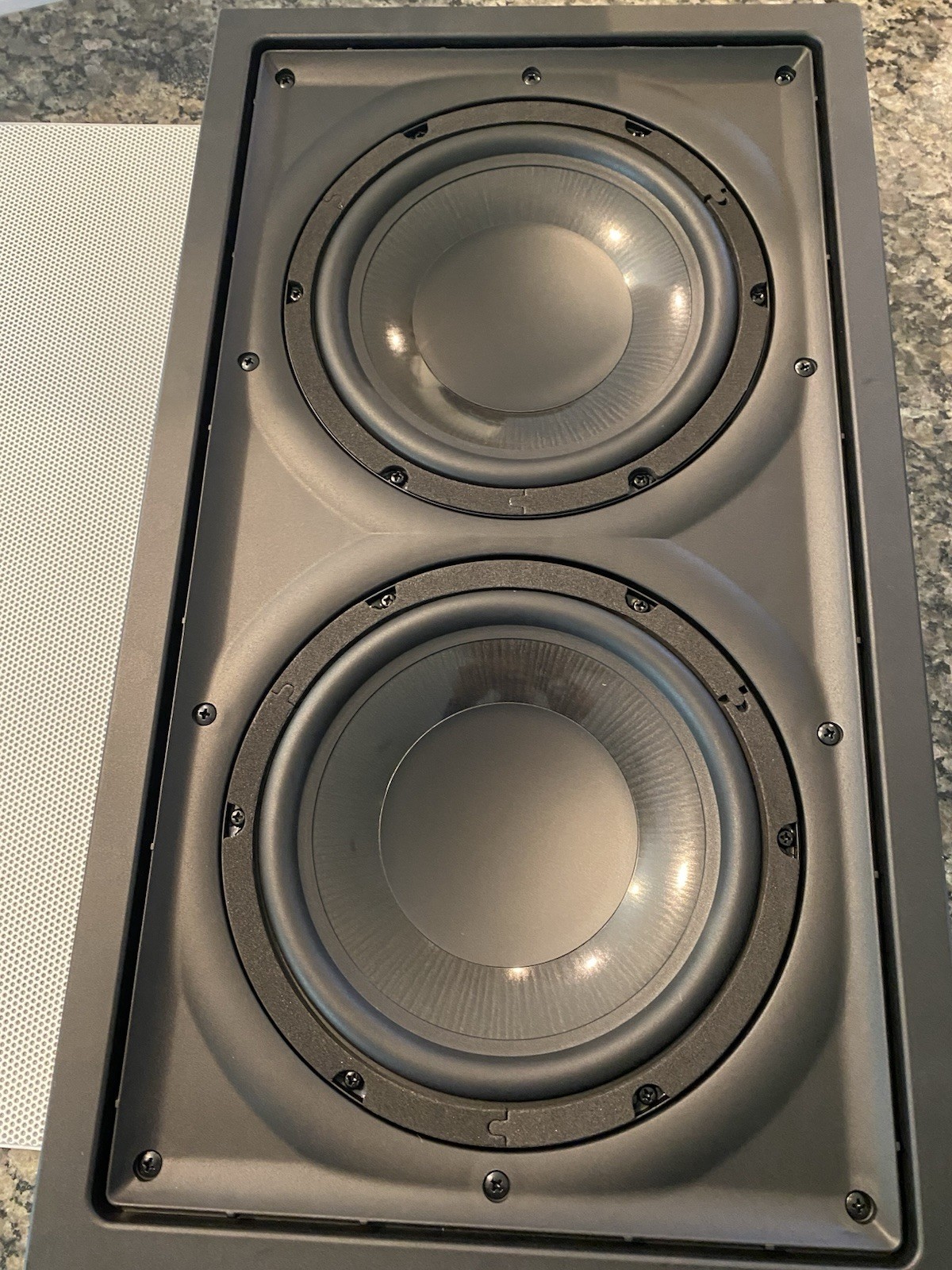 OSD Nero IWSDUAL8 in Wall 300W Subwoofer Dual 8" Graphite Cones Magnetic Grill