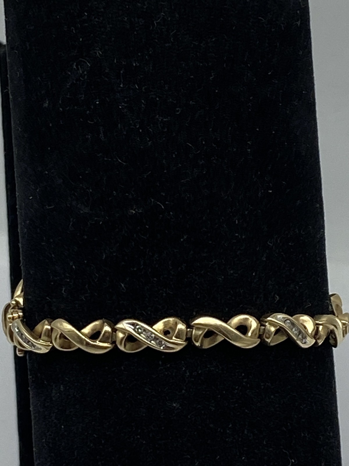 Solid 10k Yellow Gold Diamond Infinity Bracelet 1… - image 1