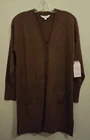 Time and Tru Women's SMALL Longline Button Front Cardigan Sweater BROWN #10726