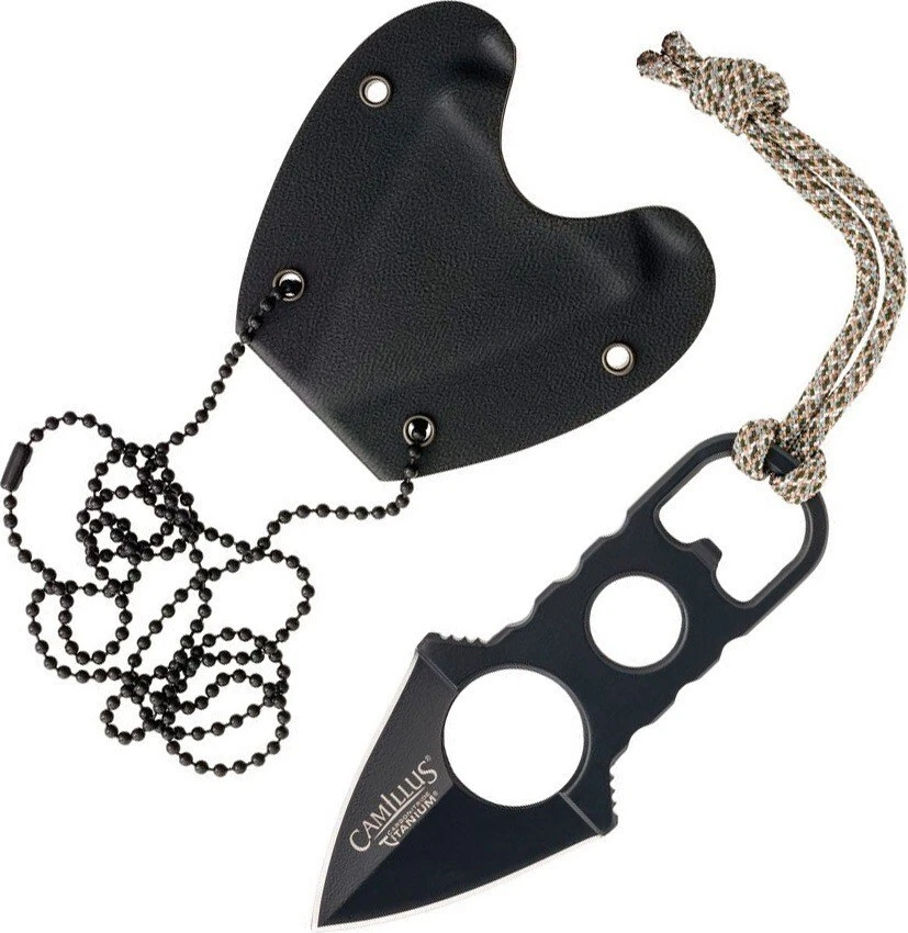 Cuchillo fijo Camillus bota/cuello de una pieza carbonitruro recubierto de titanio inoxidable Foto 2 de 4