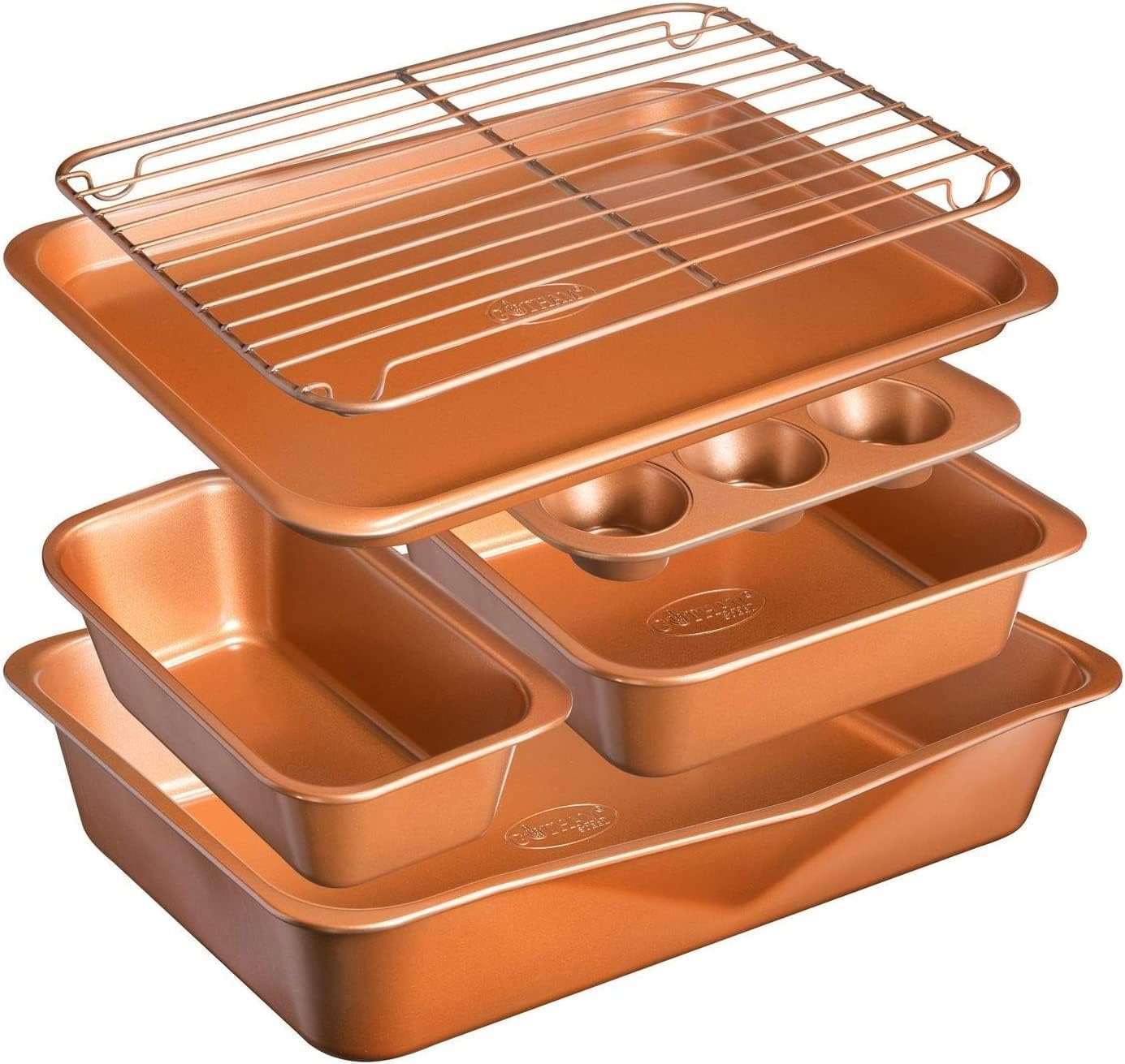 6 Pc Stackable Bakeware Set/Baking Pans Set Nonstick with Oven Pans + Baking...