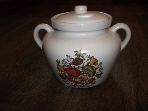Vtg MCCOY Bean Pot Cookie Jar White w Veggies Vegetables #342 USA FREE SHIPPING
