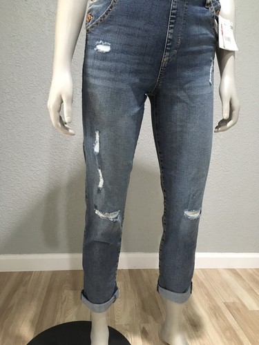 Celebrity Pink Square Neck Sleeveless Denim Cuffed Overalls Size XS NWT - Picture 7 of 8