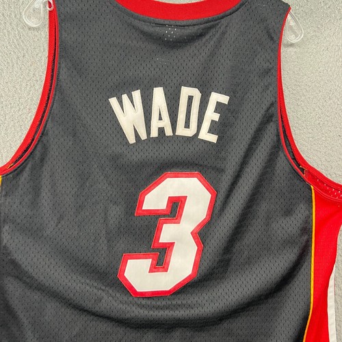 Miami Heat Jersey Mens Large Dwyane Wade #3 Reebok NBA Black Swingman Length +2 - Picture 5 of 12