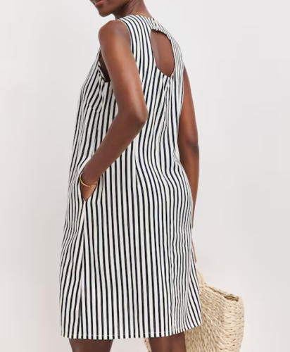 JD WILLIAMS LADIES STRIPE PRINT SLEEVELESS LINEN SHIFT DRESS NEW (ref 386) SALE - Picture 2 of 4