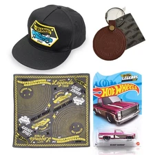 BRAND NEW 2021 Hot Wheels Legends Tour Silverado. Bundle 7 Hat+Keychain+Bandana